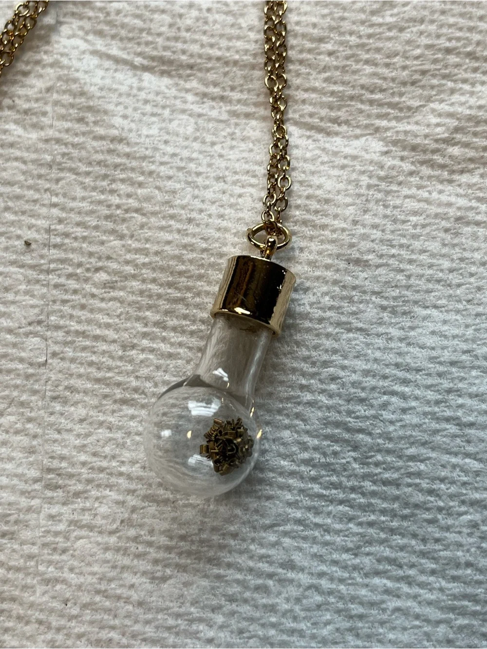 Vintage Gold Glass Bulb Pendant Necklace - Women Jewelry